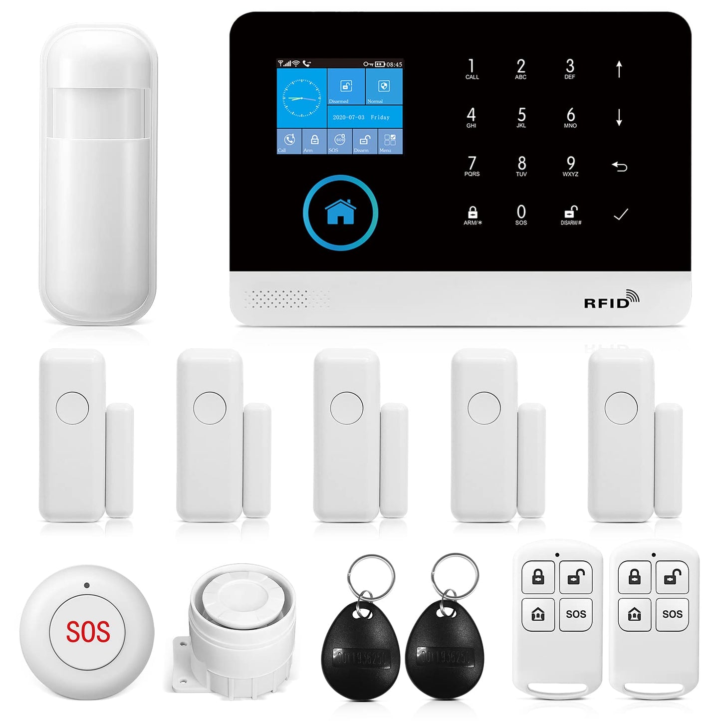 LWOHSI Home Security System,WiFi Wireless Alarm System with Door Window and Motion Sensors,Loud Siren,APP Alerts Push,Compatible with Alexa,NO Monthly Fees for Home Kids Safety (13 Piece Kits)