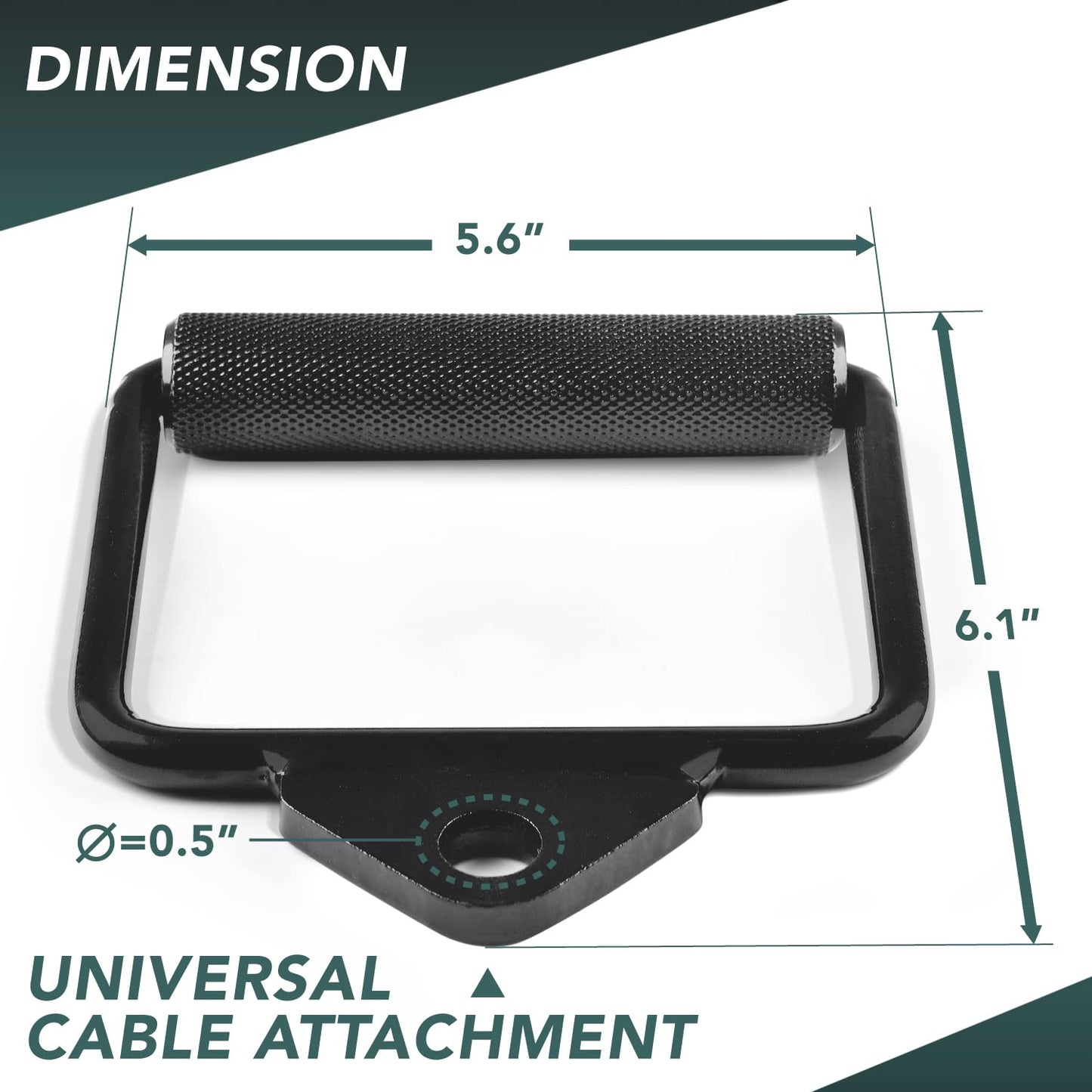 Yes4All Black D Row Handle Cable Attachment for Weight Workout, Cable Machine Accessories for Home Gym