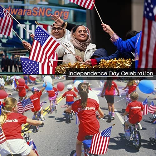 50 Packs USA Stick Flags 12 x 18 Inch Small American Flag 4th of July USA Flag Red White Blue Lawn Flags with Wooden Pole and Spear Tip for Yard Outdoor Garden Memorial Day Independence Day Decor