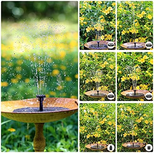 AISITIN 2.5W Solar Bird Bath Fountain, Solar Fountain for Bird Bath with 6 Nozzles, 6.7" Solar Powered Water Fountain for Garden, Ponds, Pool, Fish Tank, Outdoor and Aquarium, 2 Pack