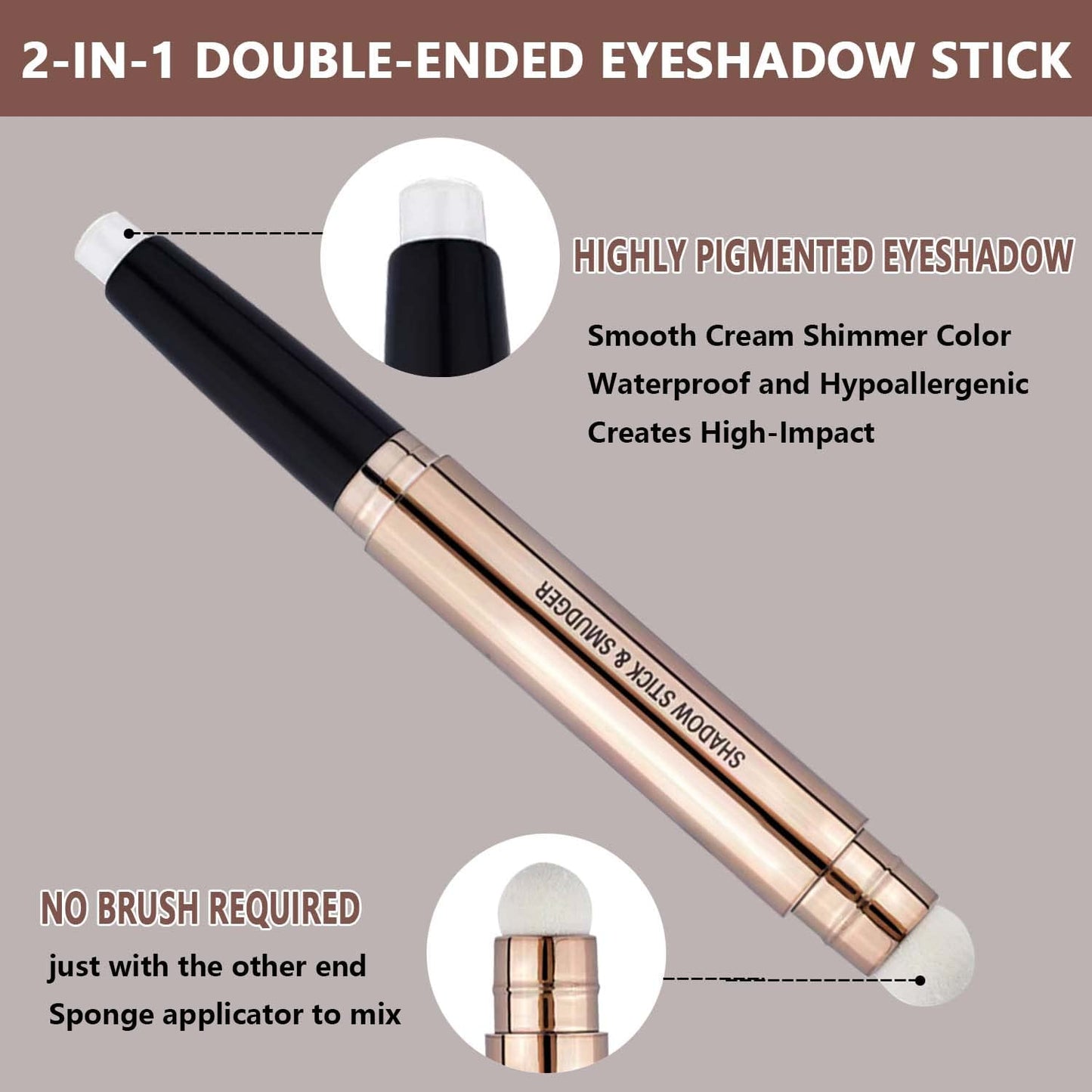 SAUBZEAN White Eyeshadow Stick Makeup, Highlighter Matte Cream Eye Shadow Pencil, Waterproof Hypoallergenic Long Lasting Crayon, Glitter Primer Palette Shimmer Eyeliner Pen wiht Soft Brush