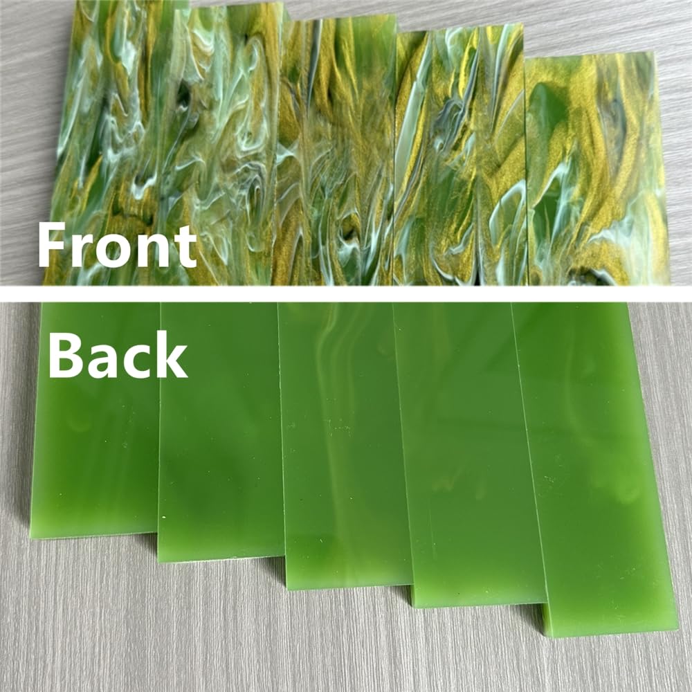 Uotowell Pre-Cut Epoxy Resin Scales Blanks for Decorative Inlays in Guitar Bodies, Necks, Engraved Knife Handle and Gun Grips - Seaweed Green