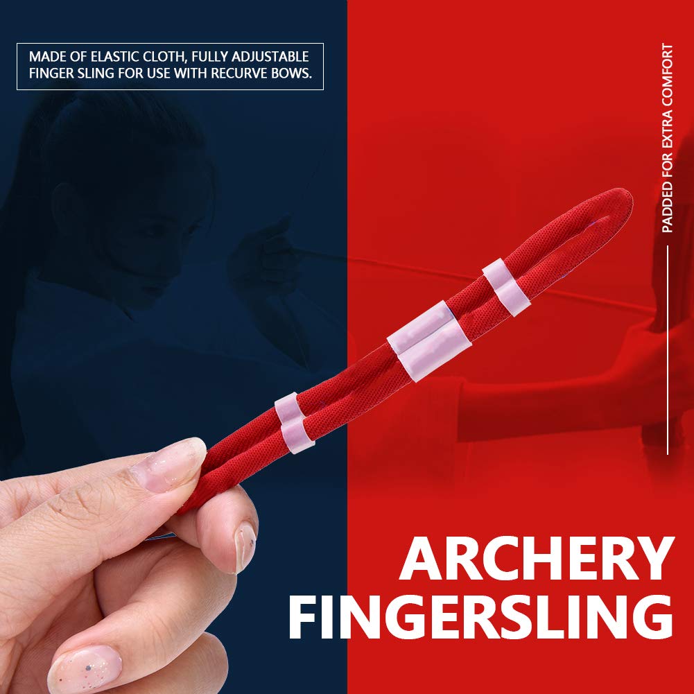 Archery Bow Slings, Archery Fingersling Recurve Bow Fingersling Shooting Fingersling Archery Finger Comfortable Wear Resistant for Recurve Bow(Red,M)