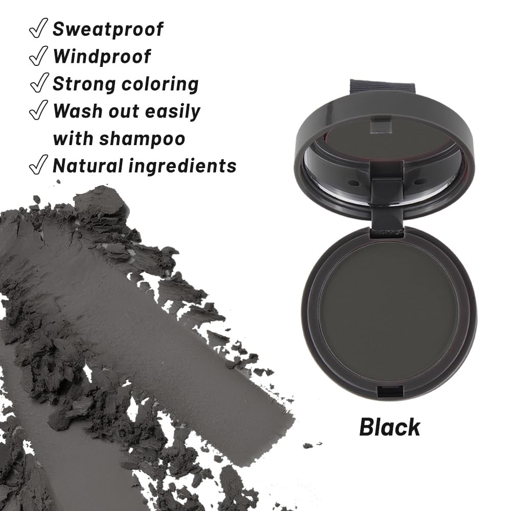 SOVONCARE Instantly Hairline Powder-Maycheer Conceals Gray Hair Loss Shadow Coverage Magic Color Root Touch Up for Women & Men Black 0.35 oz