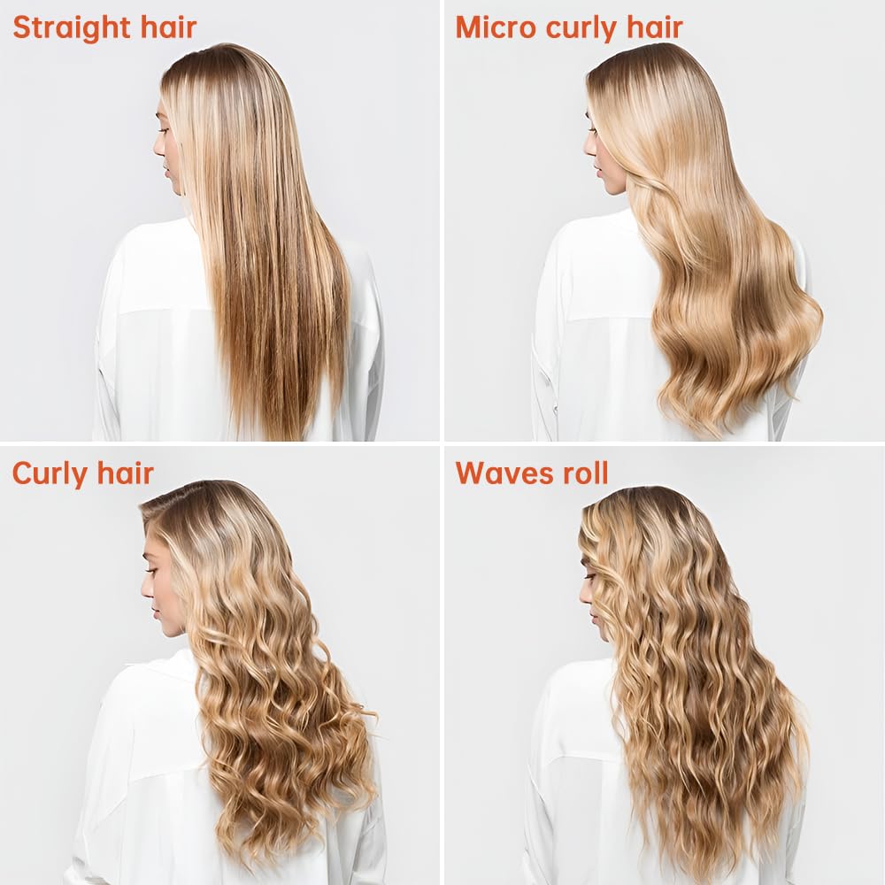 HCRTGAY Curling Iron,Cordless Rechargeable Curling Iron,Cordless Hair Curler(3 Gear),Travel Mini Flat Iron 4000 mAh,Battery Straightener and Curler 2 in 1 for Long Short Hair(Rose Gold & Black)