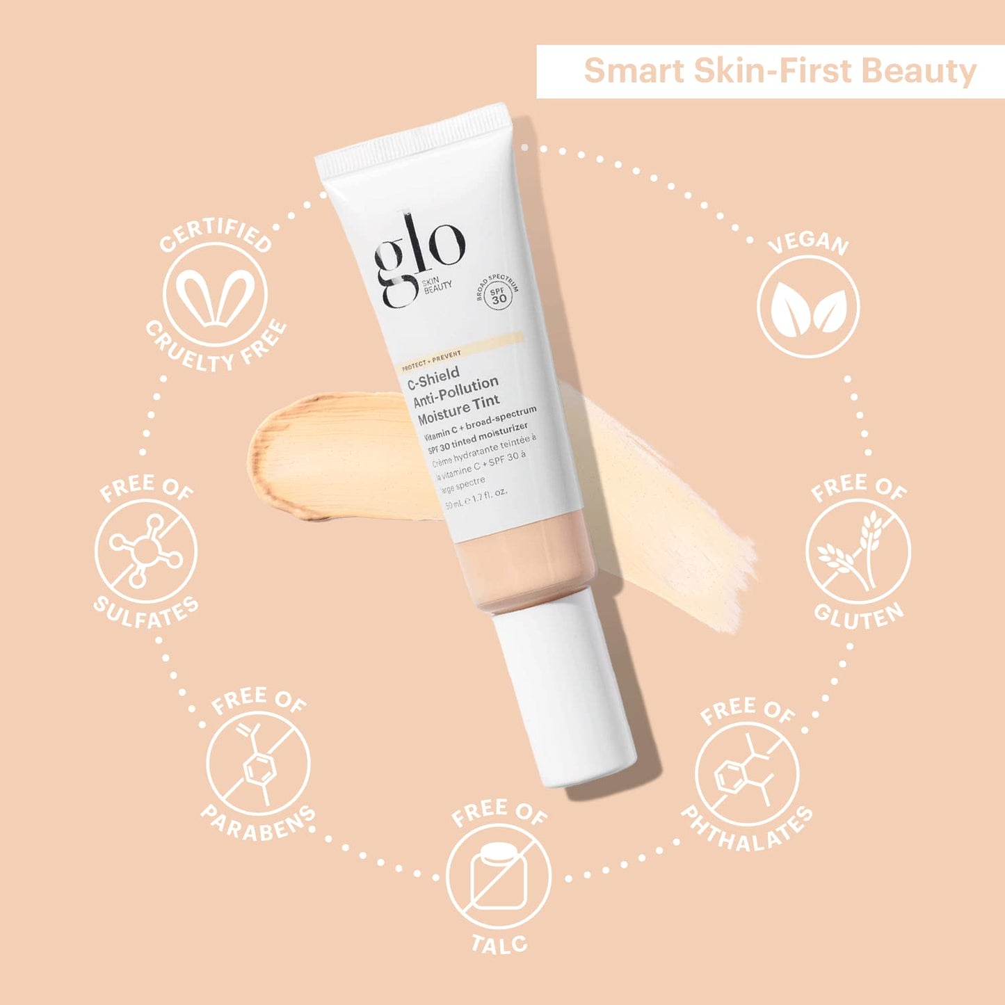 Glo Skin Beauty C-Shield Anti-Pollution Moisture Tint - Tinted Moisturizer With SPF 30 for Face, Broad Spectrum Protection & Vitamin C, 1.7 Oz (1N-Fair)