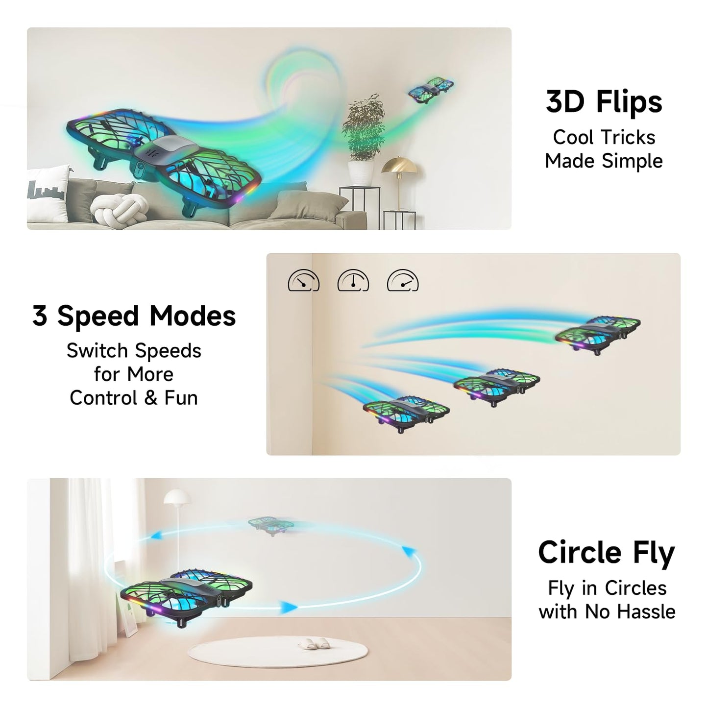 UranHub Drones for Kids 8-12, RC Drone with 720P HD FPV Camera,5 Lighting Modes/2 Batteries/3D Flip/3-Speed/Propeller Protection Cover, Cool Toys Gift for Kids and Beginners(Dark Brown)