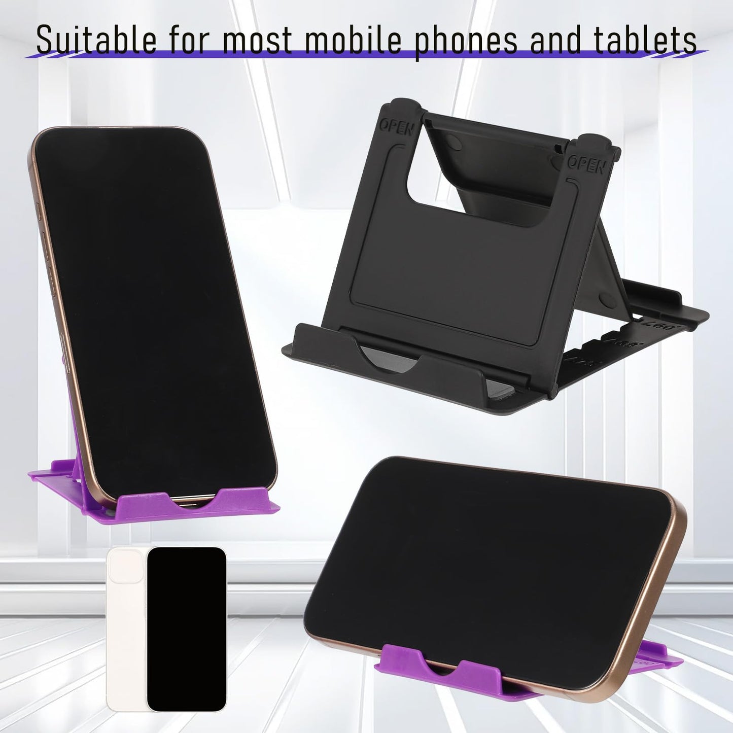 Bruislard 7 Pack Foldable Phone Stands Holder, Multi-Angle Desktop Tablet Stand Portable Universal Tabletop Phone Holder for All Mobile Smart Cell Phones Tablet Display