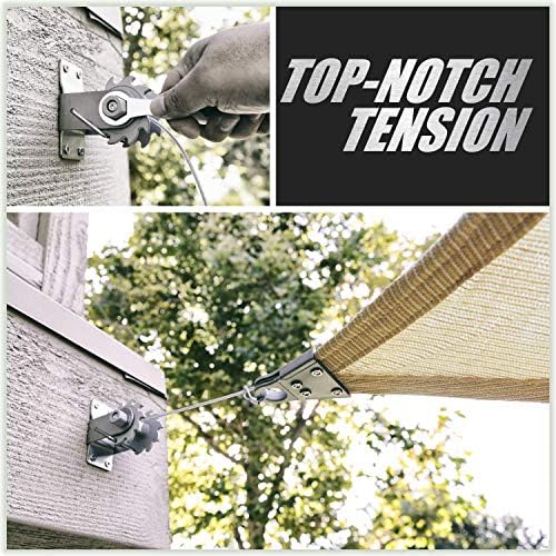 ColourTree Hardware Kit Winch Set for Triangle Sun Shade Sails Canopy, Easy-Tensioning, 316 Military-Grade Stainless Steel(Winch + Hardware Kit + Cables)