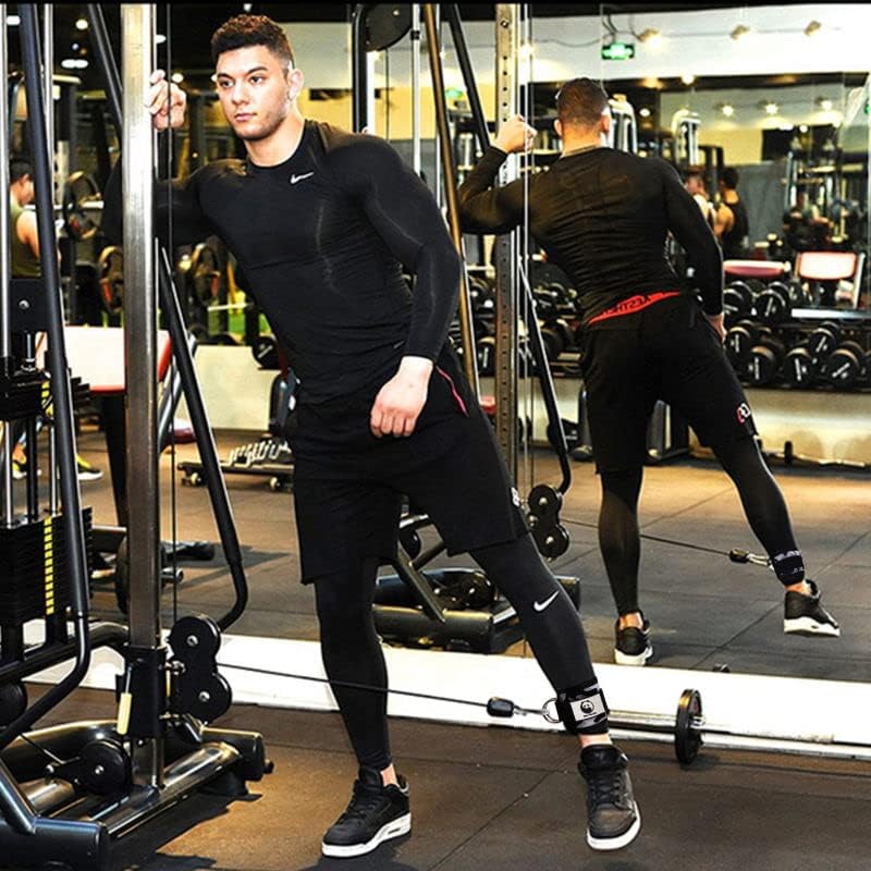 Slim Panda Ankle Strap for Cable Machine,Ankle Cuff for Kickbacks, Booty Hip Abductors,Glute Workouts, Leg Extensions, Curls for Men and Women, Adjustable with Double D-Rings (Gray camo)