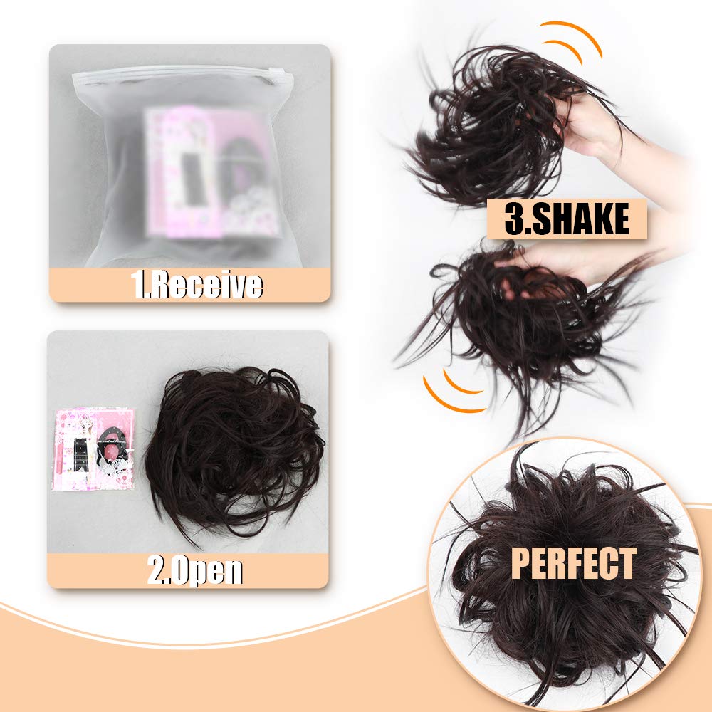 HMD Tousled Updo Messy Bun Hair Piece Hair Extension Ponytail With Elastic Rubber Band Updo Extensions Hairpiece Synthetic Hair Extensions Scrunchies Ponytail Hairpieces for Women