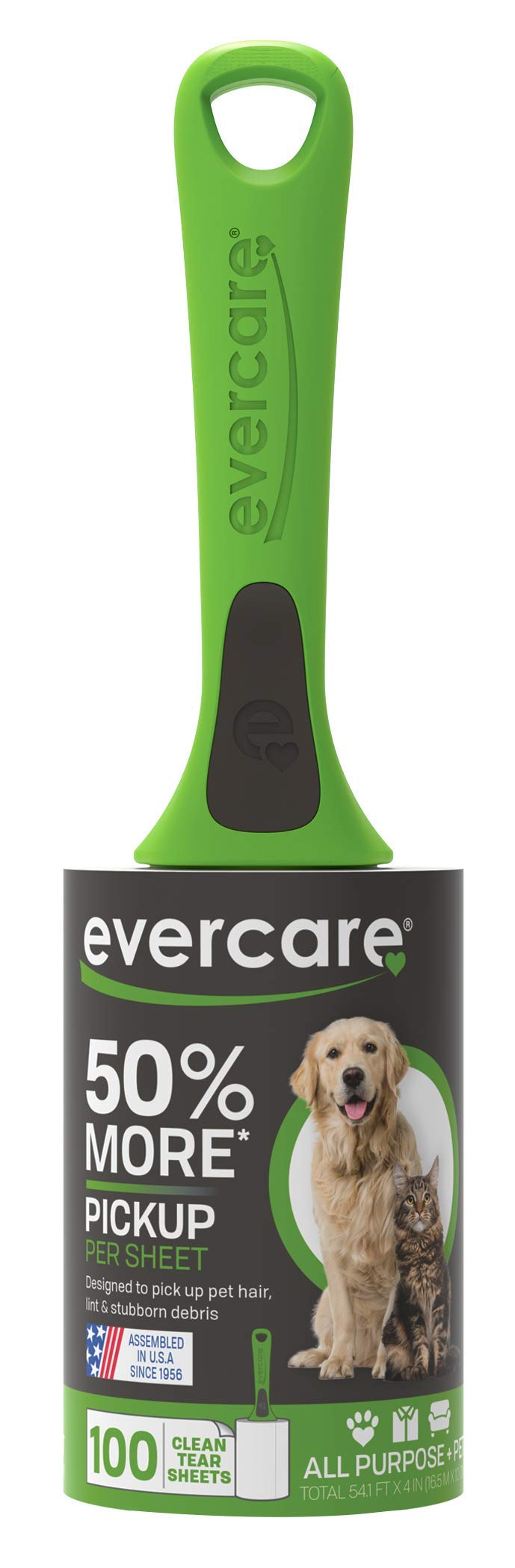 Evercare All Purpose Pet Hair Lint Rollers, 3 Pack, 100 Sheets Each – Reusable Sticky Roller for Pet Hair, Cat & Dog Hair Remover, Lint Remover, Pet Hair Remover for Furniture, Clothing & Cars