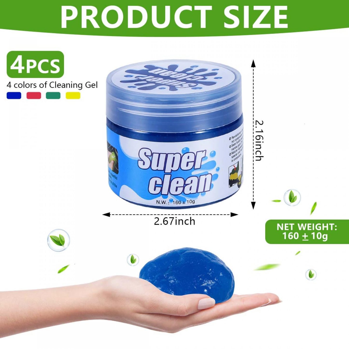 SenseYo 4 Pack Car Cleaning Gel Putty Slime Cleaner for Car Interior Detailing Keyboard Cleaner (Blue Pink Green Yellow)