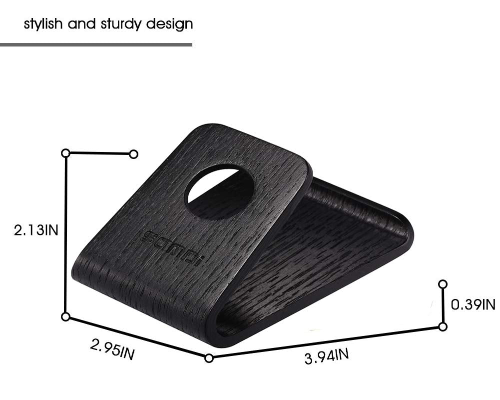 SAMDI Wood Cell Phone Stand for Desk, Fixed Desktop Phone Holder Compatible with iPhone 13 12 11 Plus X XR, LG, Huawei, XiaoMi, Samsung Galaxy S5 S7 S6 and All Phones (Oak Wood Black)
