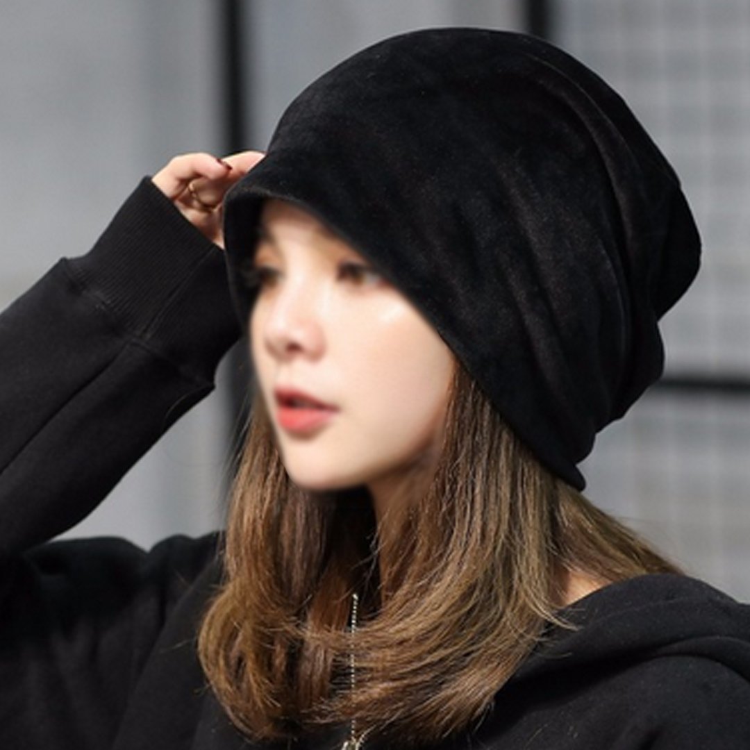 LABANCA Women Fashion Leisure Winter Warm Hat Velvet Soft Beanie for Outdoors Black
