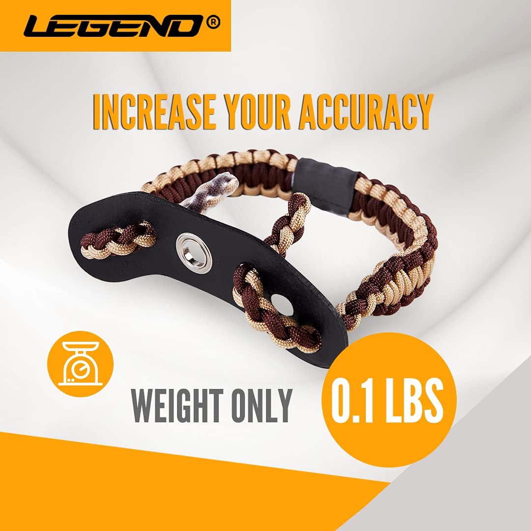 LEGEND 550 Paracord Bow Wrist Sling - Compound Bow Stabilizer & Hand Loop Carrier for Bow Hunting - Adjustable Wrist Strap with Durable Leather Yoke, Strong Metal Grommets - Archery Accessories & Gear