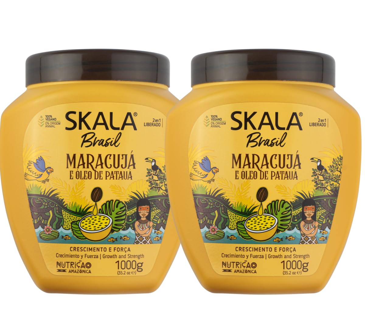 Skala Maracuja Passion Fruit, 2 Pack (1000g each) - Vegan, Cruelty-Free, Silicone, Sulfate & Paraben Free - Brazilian Moisturizing & Nourishing Formula for Curls
