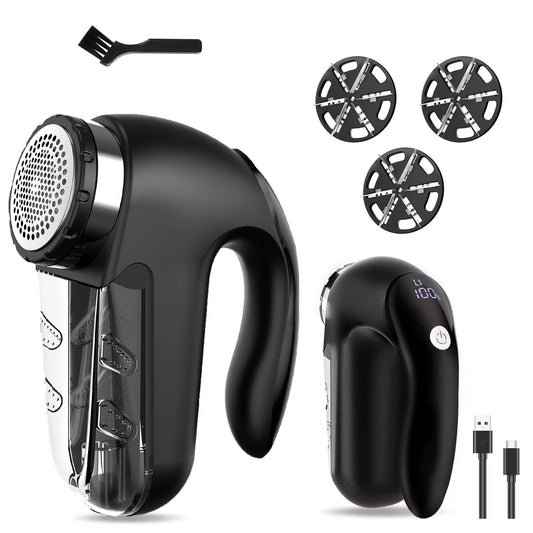 Electric Fabric Shaver Electrostatic Brush, LED Display, 2-Speeds, Rechargeable Sweater Shaver,Black