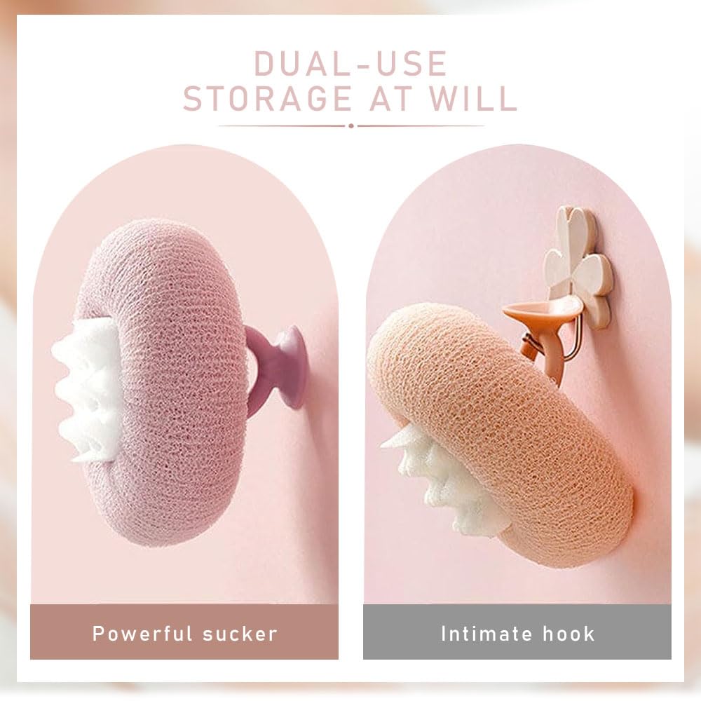 Super Soft Sunflower Suction Cup Bath Ball, 2024 Upgraded 2-in-1 Sunflower Bath Ball Exfoliating Bath Sponge Cleaning Brush, Sponge Mesh Pouf Shower Ball for Women, Men Shower (Colorful-4)