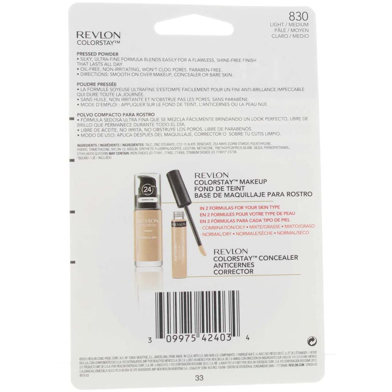 Revlon ColorStay Pressed Powder with SoftFlex, Light Medium 830, 0.3 Ounces (Pack of 2)