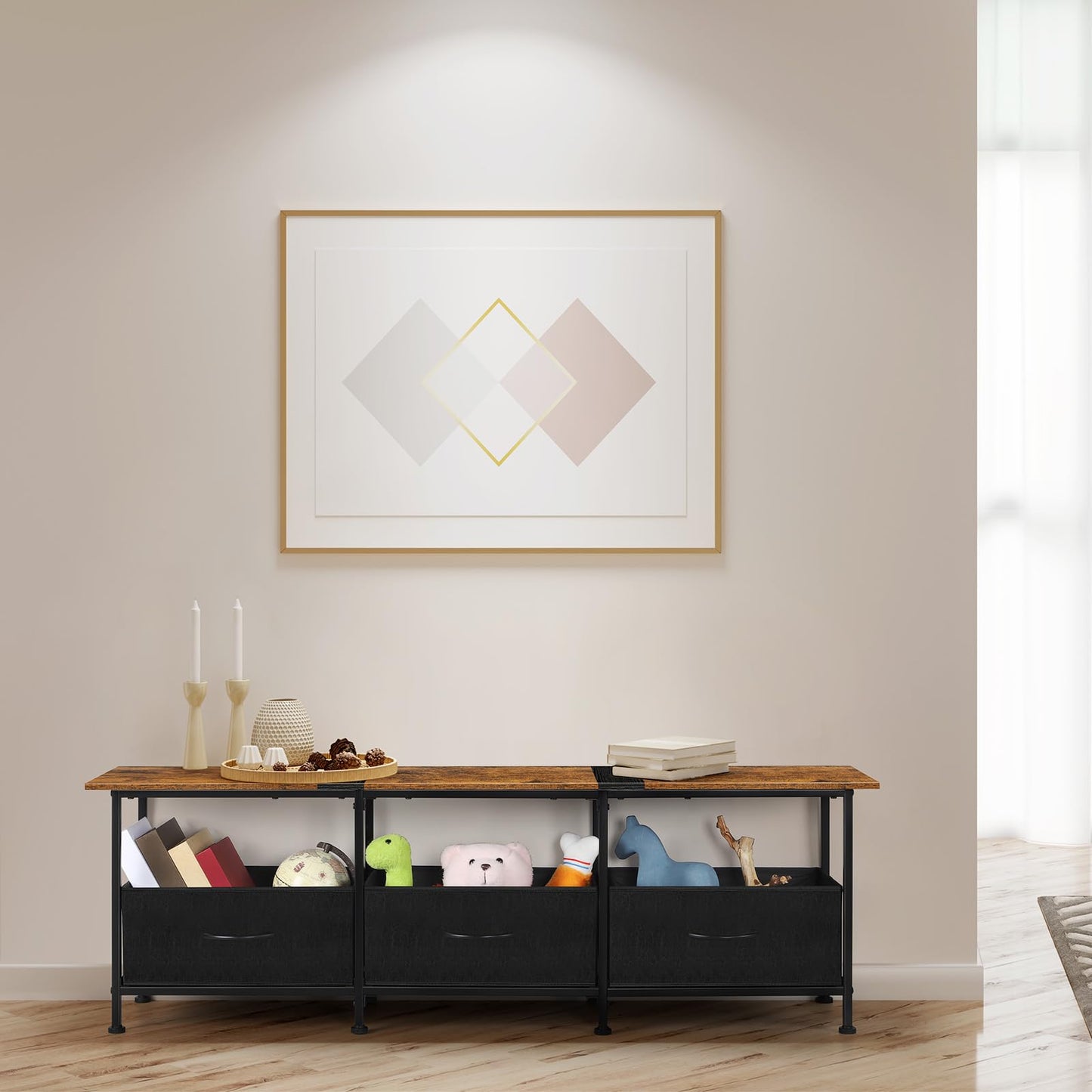 ETELI TV Stands for Living Room Entertainment Center with Fabric Dressers 50/55/60 inch Television Stands Tables TV Cabinet Console Table with Storage for Bedroom