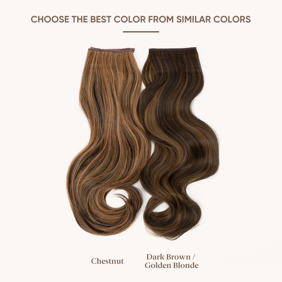 SARLA Invisible Wire Hair Extensions with 3 Clips Short Wavy Curly Synthetic Hairpiece for Women Adjustable Transparent Headband 14 Inch Chestnut