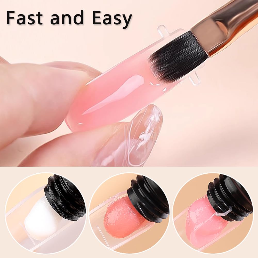 SUTOKAKA Poly Extension Gel Nail Kit, White Nude Pink Builder Gel Nail Enhancement Gel with Slip Solution Dual-Ended Brush, Nail Dual Forms for Polygel Nail Art Salon DIY at Home Beginner Kit