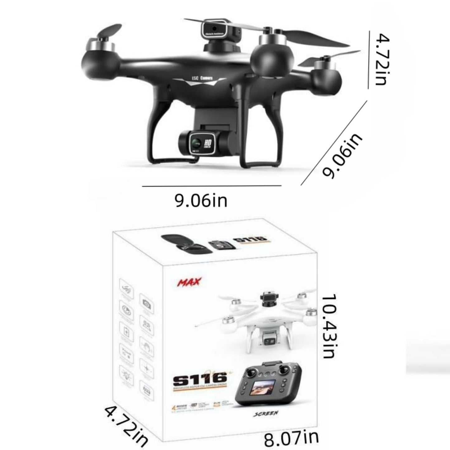 RC Drone With Screen Display Remote Control, Dual Camera, 360 Degree Flip, Optical Flow Hover, LED Lights, Speed Adjustment, One Click Takeoff And Landing, Fly Left And Right, 2 Batteries, Memory Card, Card Reader, Handbag, Beginner-Friendly FPV Remote Co