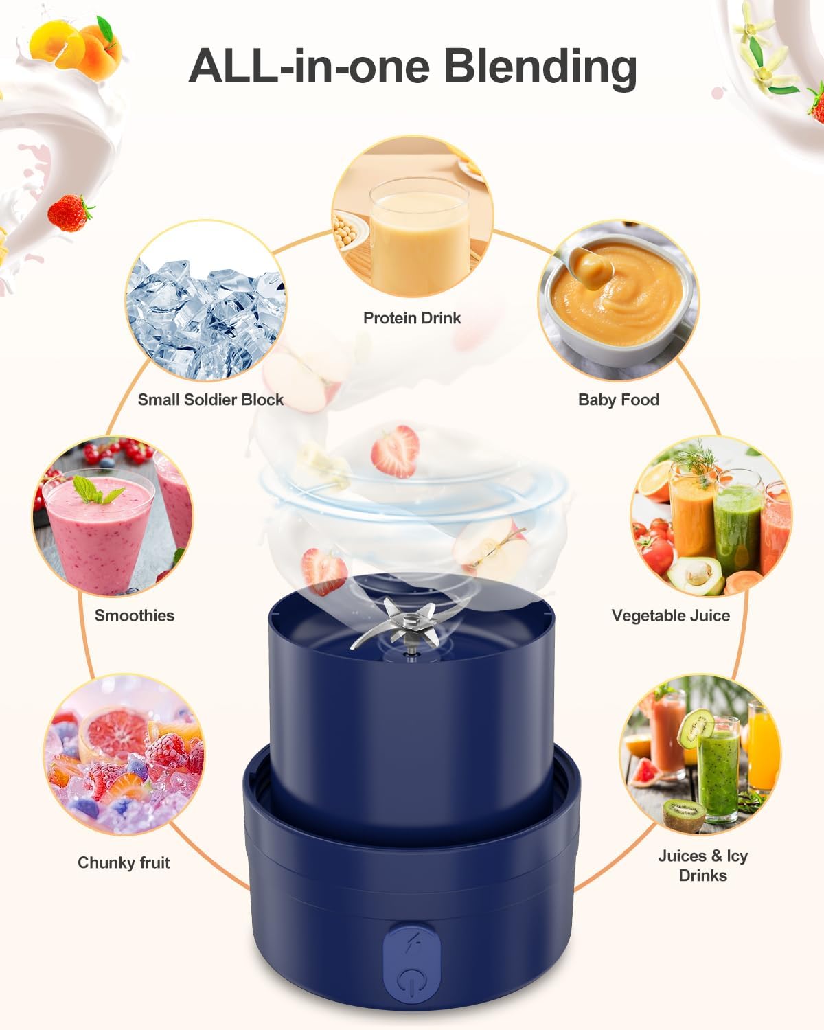 kawu Portable Blender, Smoothie Blender, Personal Blenders with 34.1 oz, No-BPA, Leakproof-Lid and Sip Spout, USB-C Rechargeable, Dishwasher Safe, Personal Mixer for Shakes, Recipes, with Handle/Strap