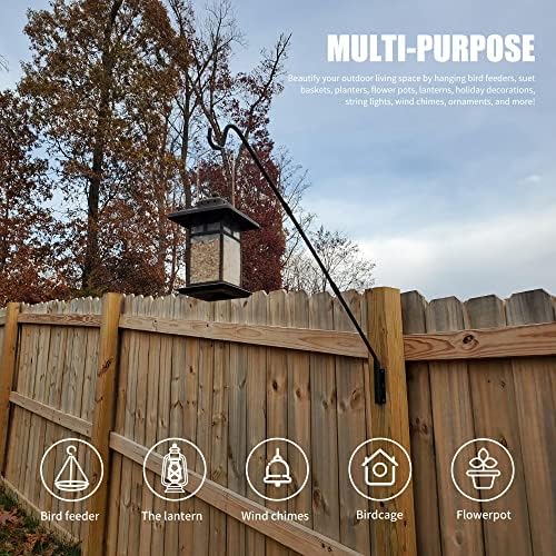 Juegoal 2 Pack Heavy Duty Deck Hook, 25 Inch to 36 Inch Wall Mounted Extended Reach Deck Hook Wall Pole Plant Bracket for Hanging Bird Feeder, Plants, Suet Baskets, Lanterns, Wind Chimes