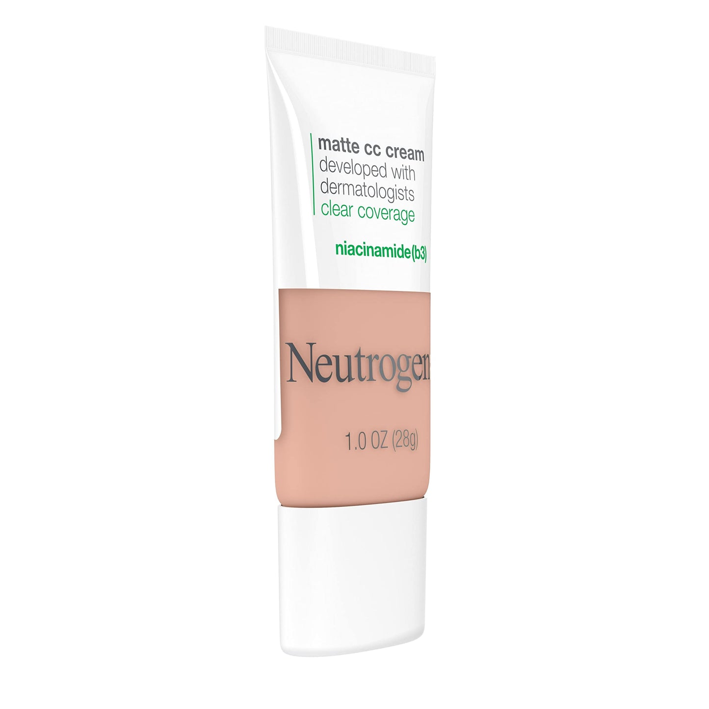 Neutrogena Clear Coverage Flawless Matte CC Cream, Full-Coverage Color Correcting Cream Face Makeup with Niacinamide (b3), Hypoallergenic, Oil Free & -Fragrance Free, Cool Beige, 1 oz