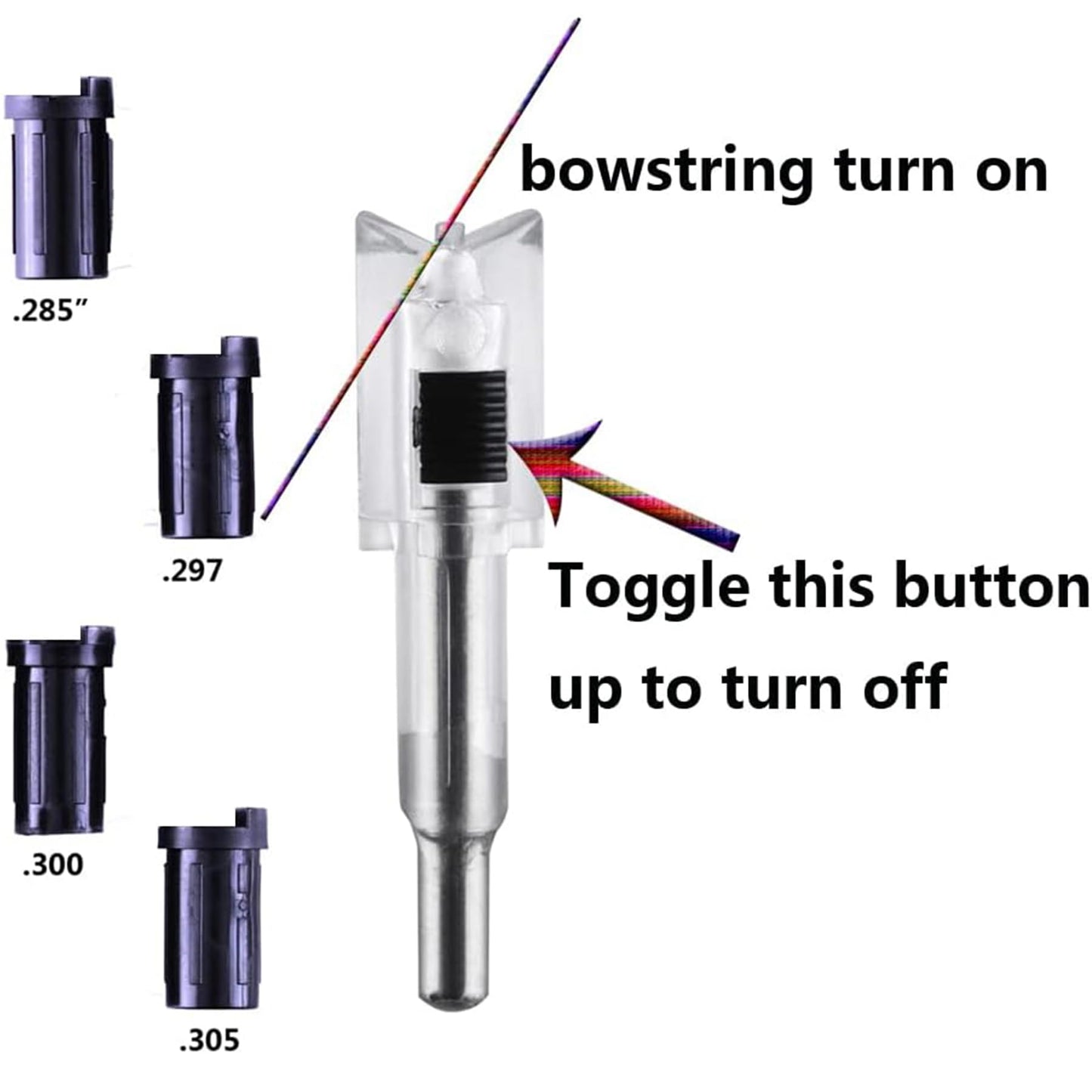 KEAUP 6/3 Pack Lighted Nocks for Crossbow Bolts with .285”/.297”/.300”/.305” Bushings High-Visibility Crossbow Lighted Nocks, On/Off Switch Included