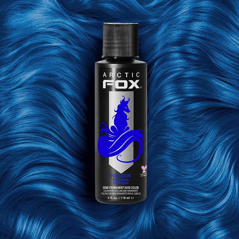 ARCTIC FOX Vegan and Cruelty-Free Semi-Permanent Hair Color Dye (4 Fl Oz, POSEIDON)