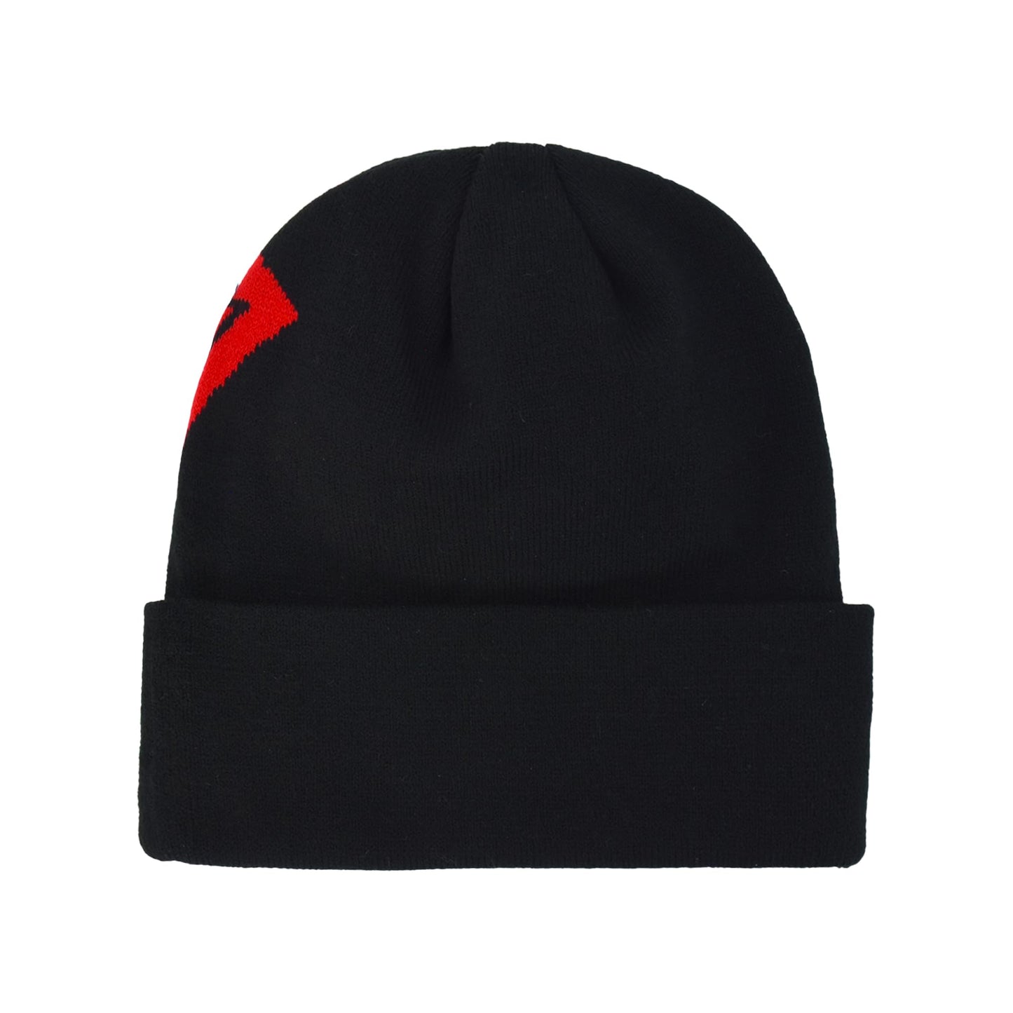 The Rolling Stones Beanie Hat, Winter Knit Cap with Jacquard Lips Logo and Cuff, Black, One Size