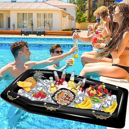 52Inch Inflatable Coffin Cooler Coffin Pool Float Inflatable Cooler Ice Chest Buffet Cooler Drink Beverage for Halloween Party Spooky Decor Cooler Pool Party Picnic Barbecue Party