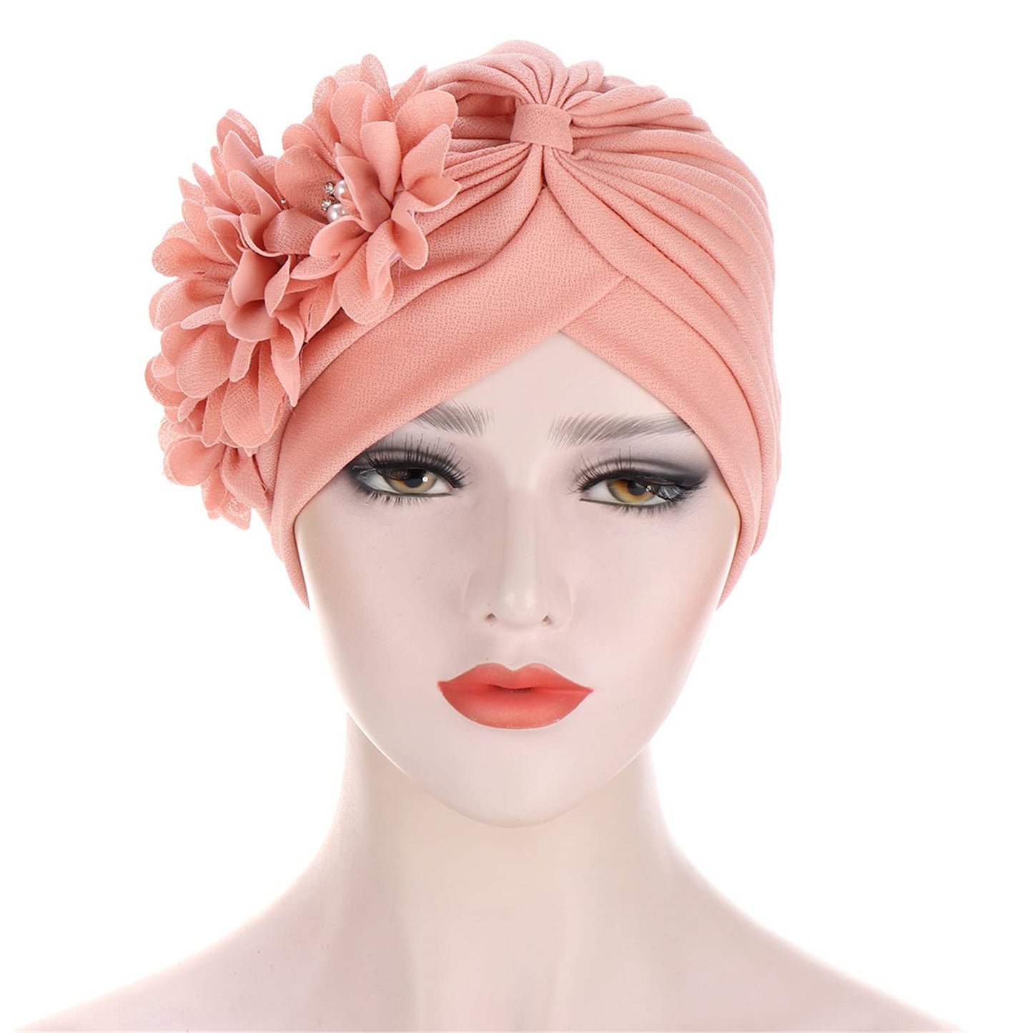 Qianmome Womens Sequin Flower Turban Elegant Muslim Beanie Head wrap Chemo Cap