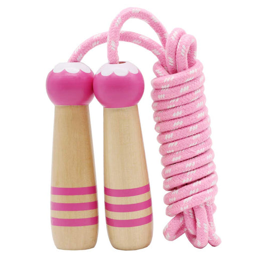 Jump Rope Kids, 7ft Adjustable Cotton Skipping Rope with Wooden Handle for Boys and Girls Fitness Outdoor Exercise(Pink)