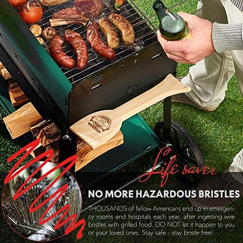Wood Grill Scraper - Wooden BBQ Grill Brush Cleaner Alternative - Enjoy Safe & Bristle Free Barbecue