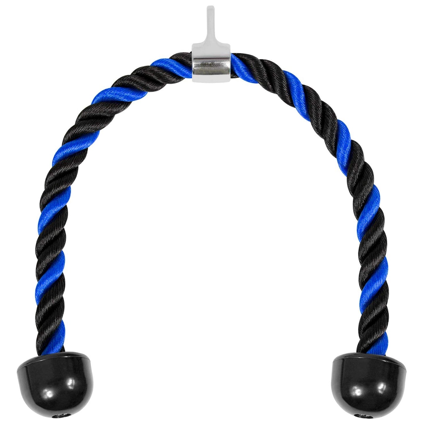 Yes4All Deluxe Blue Black Tricep Rope 36 Inches Black Cable Attachment, Pulley System Gym Pull Down Rope with Carabiner, Exercise Machine Attachment