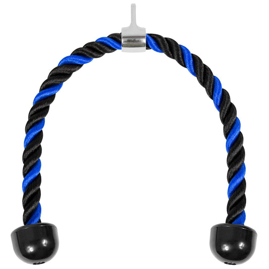 Yes4All Deluxe Blue Black Tricep Rope 36 Inches Black Cable Attachment, Pulley System Gym Pull Down Rope with Carabiner, Exercise Machine Attachment
