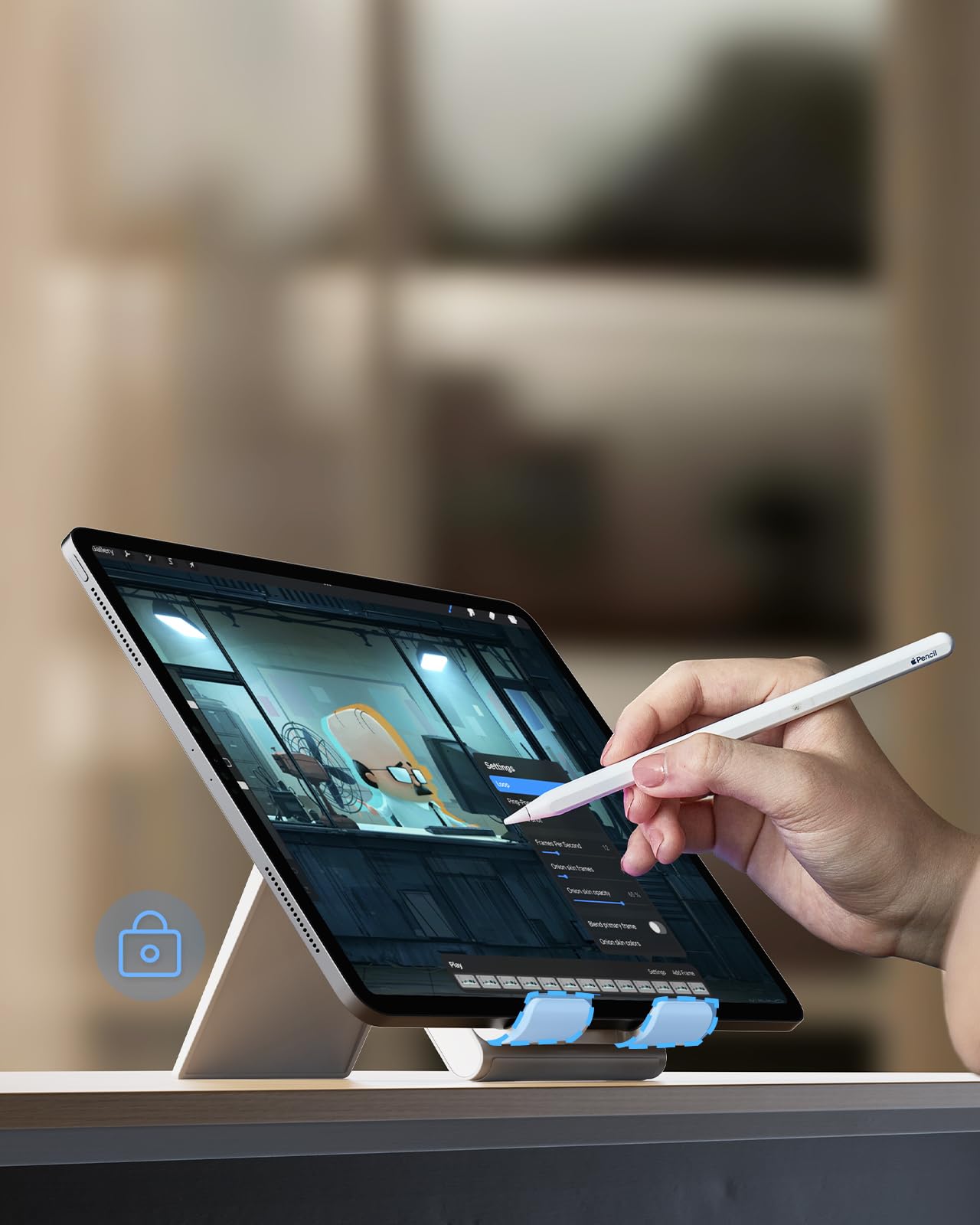 SAIJI Adjustable Tablet Stand Holder Portable Foldable Desktop Stand Dock Compatible for iPad, iPhone, Nintendo Switch, Samsung Galaxy and Kindle Fire Tablets – Gray