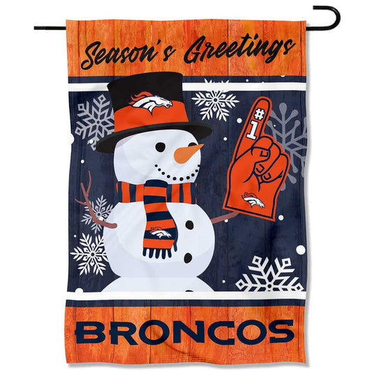 Denver Broncos Holiday Winter Snow Garden Flag Double Sided Banner