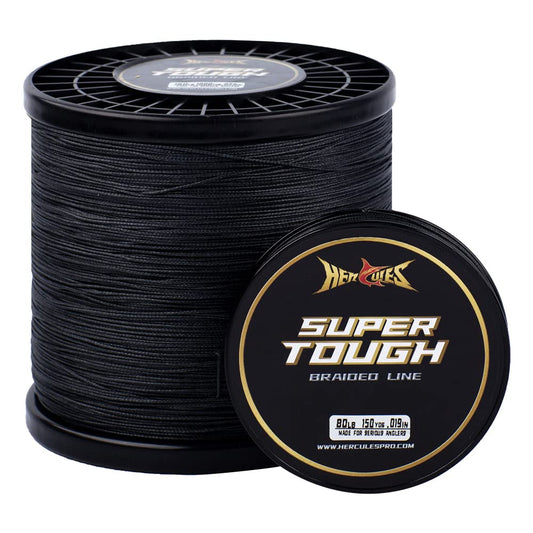 HERCULES Super Tough Braided Fishing Line 4 pounds Test Black 4LB (150 Yards) - 4 Strands