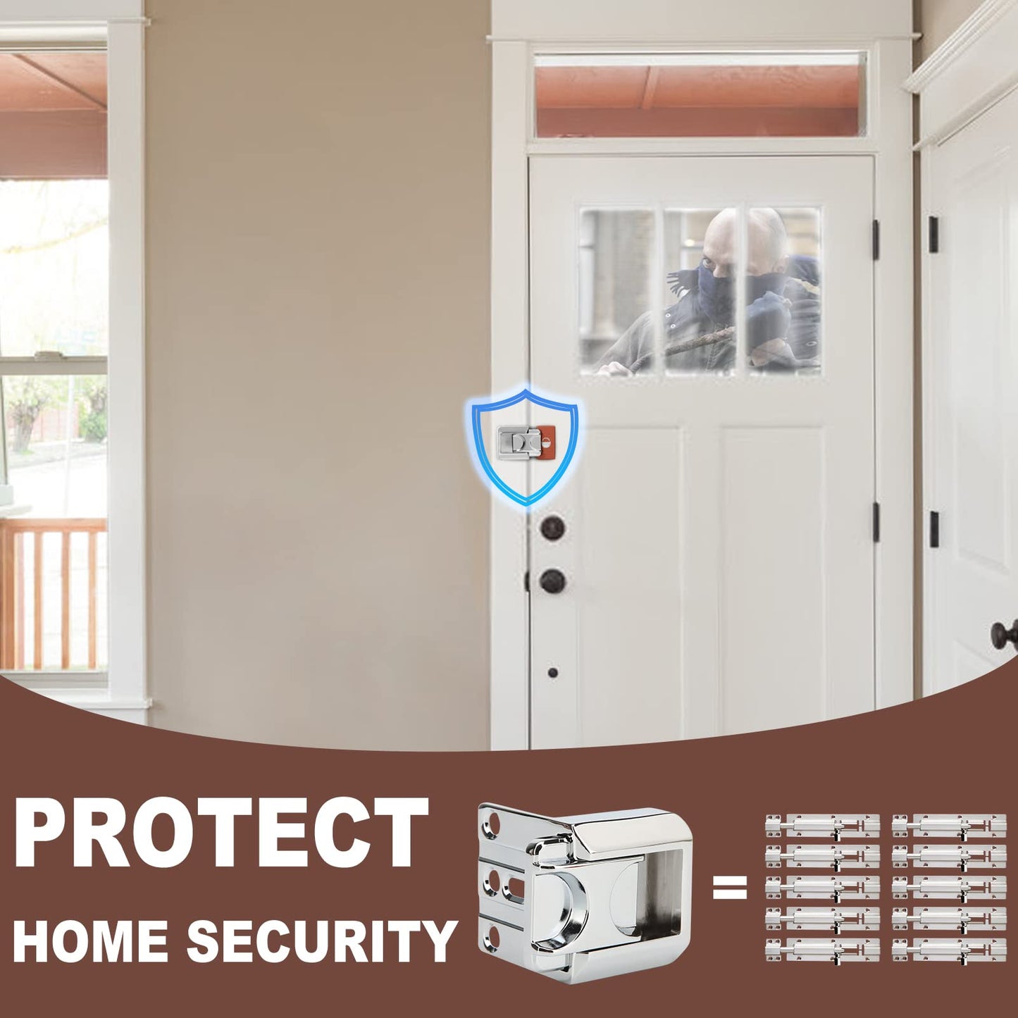 CZU Home Door Lock Security, Upgraded Safety Childproof Door Reinforcement Lock Latch (2-Pack), Extra Defend Door Lock for Inward Swinging Door