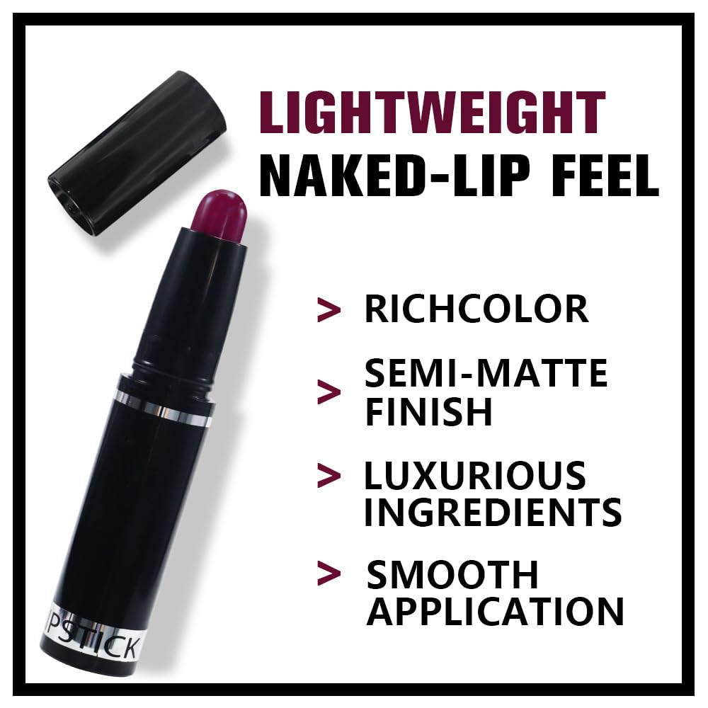 Dark Purple Matte Lipstick Crayon Pencil Set,Velvet Lip Stick for Women 24 Hour Long Lasting Waterproof Lip Liner,Magic Lipstick 24 Hours Original Lip Liner Makeup Stain Long Lasting Waterproof