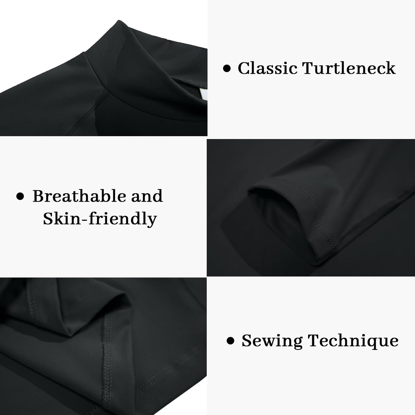 Men's Long Sleeve T Shirts Classic Mock Turtleneck Running Outdoor Basic Pullover Sweatshirt Workout Tops(Black,2XL)