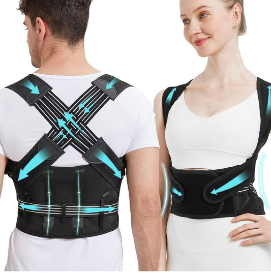 Posture Corrector for Women & Men, Adjustable Back Brace Shoulder Straightener with Full Back Support for Upper & Lower Back Pain, Spine Alignment, Hunchback & Scoliosis Relief