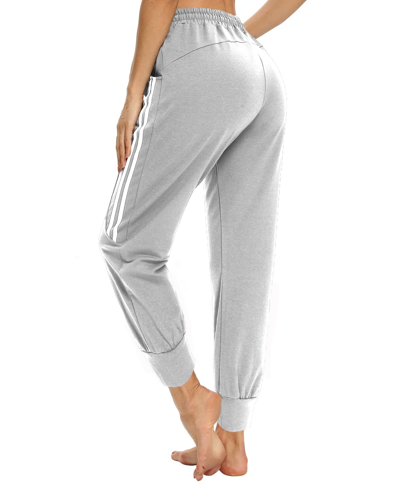 Womens Winter High Waisted Sweatpants Drawstring Jogger Sweat Pants Cinch Bottom Workout Trousers (Z-Gray,2XL)