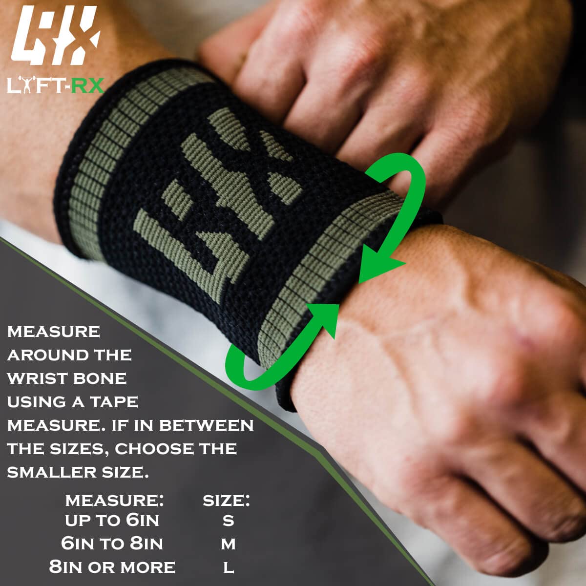 LYFT-RX Wrist Sweatbands, Slim Fit Design for Weightlifting, Gym, Workout, Cross Training, Weight Lift, Sports, 4.5 inch Sweat Wicking Wrist Bands, Men & Women, 2 Pairs - OD Green Dark/Light Small