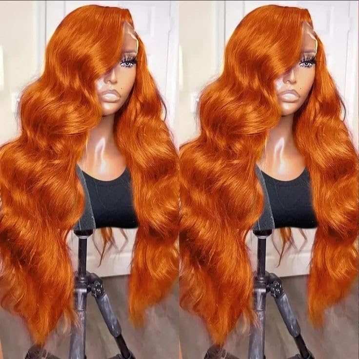 MARRY MOON 200 Density Ginger Wig Human Hair 9x6 Ginger Lace Front Wigs Human Hair Body Wave Hd Lace Frontal Wigs Human Hair Pre Cut Colored Orange Wig for Women Glueless Wigs